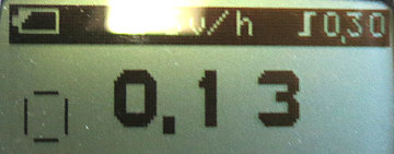 Radiation monitor: 0.13 μSv/h