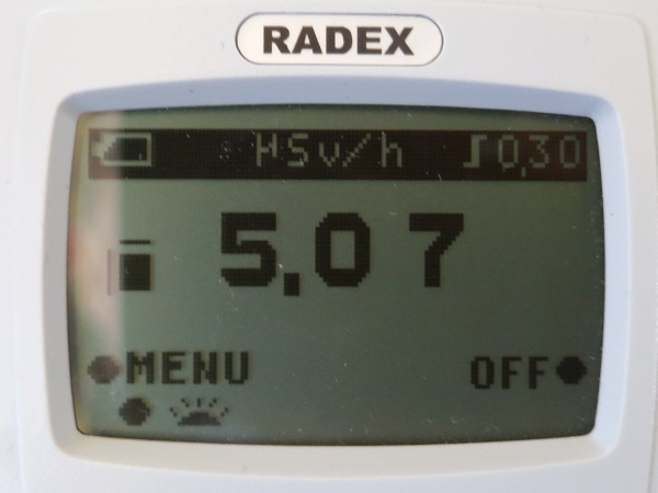 Radiation monitor: 5.07 μSv/h