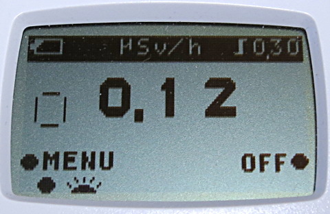 Radiation monitor: 0.12 μSv/h