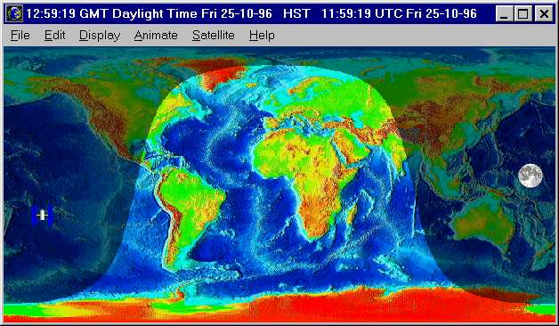 day and night. An earth map, showing day and