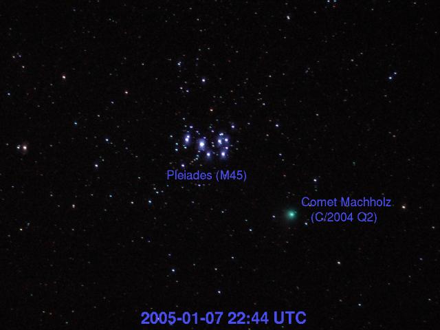 Comet Machholz (C/2004 Q2), photographed from Fourmilab, 2005-01-07 22:44 UTC
