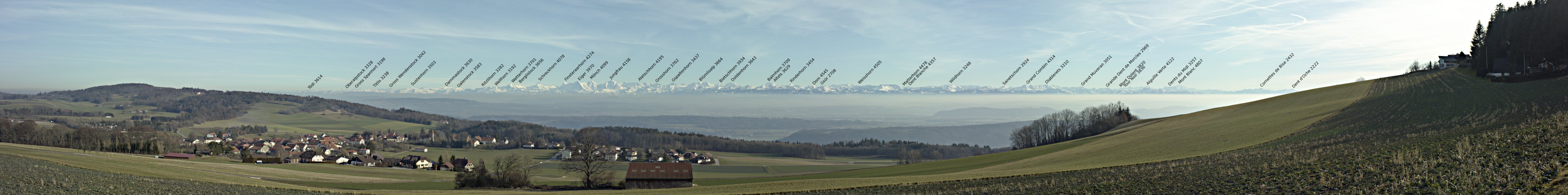 Ligni&egrave;res and the Alps: One-third scale panorama