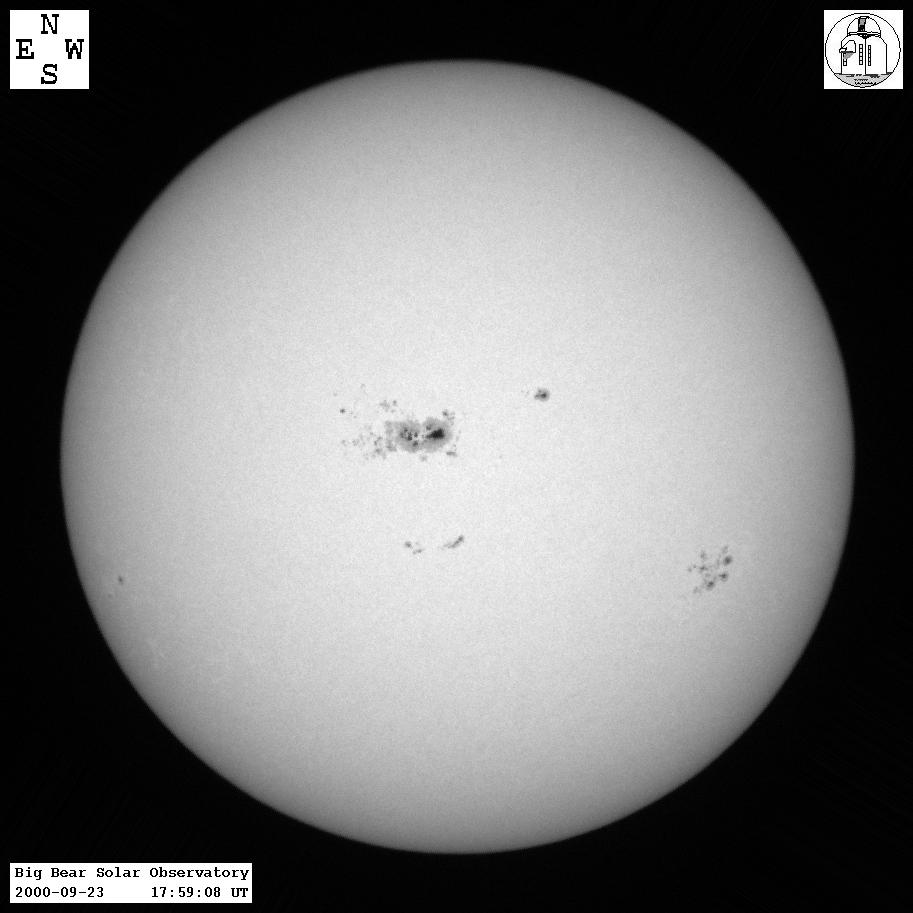 Big Bear Solar Observatory white light image: 2000-09-23 17:59:08 UTC