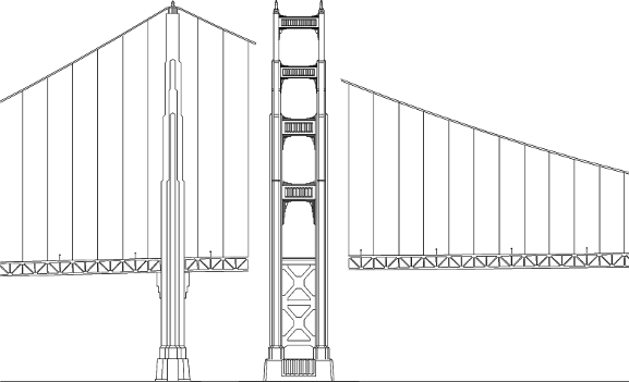 AutoCAD Span (Golden Gate Bridge) drawing