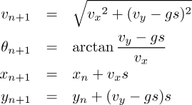 Updating velocity, angle, and position