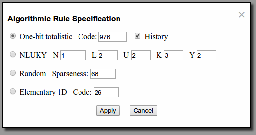 WebCA: Algorithmic Rule Specification dialogue