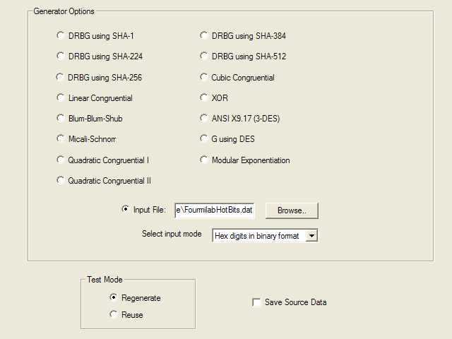 NIST Test Suite Configuration: Page 1