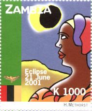 Zambia eclipse commemorative stamp