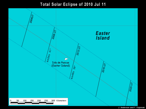 July 11, 2010 eclipse path over Easter Island
