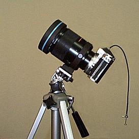 Nikkormat camera body with Nikon 500mm mirror lens and Orion solar filter