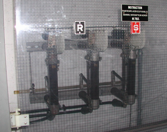 Fuses in the Fourmilab electric substation: 16000 V, 8 A